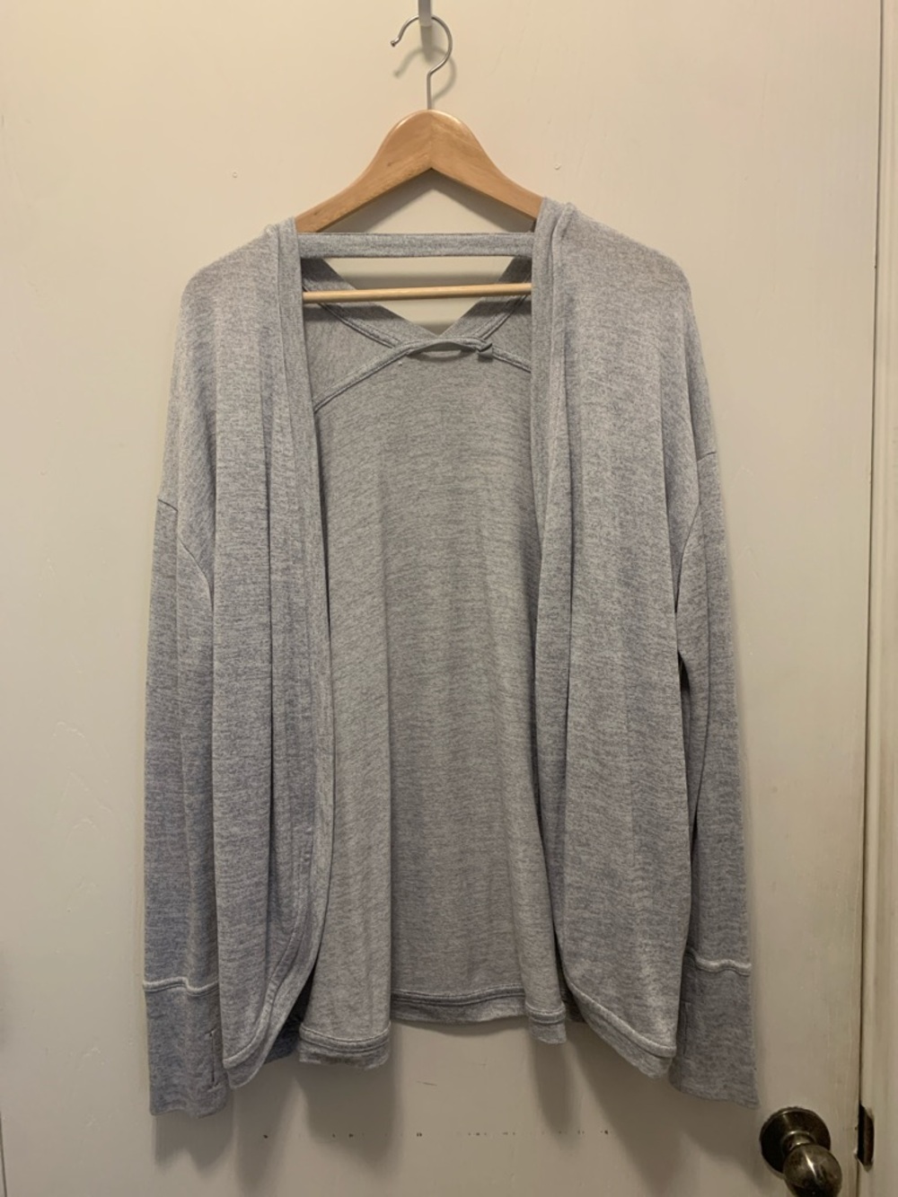 Athleta Light Gray Open-Front Cardigan